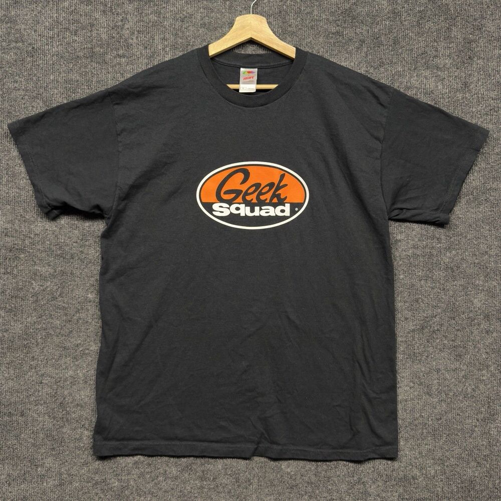 Vintage Geek Squad Shirt Black XL Best Buy Electronics Video Games Technical Tee